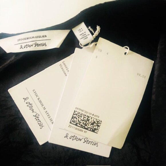 STOCKHOLM ATELIER & OTHER STORIES Black Mini Dress Balloon Sleeve NEW W TAG Sz 4 - Picture 4 of 6